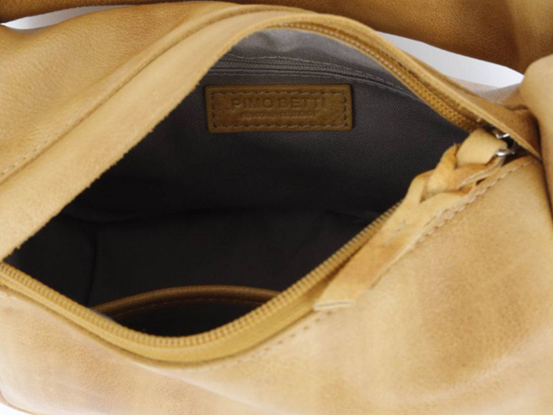 Handmade Vintage Distressed Leather Tote Bag – Soft Toast-Shaped Shoulder Purse